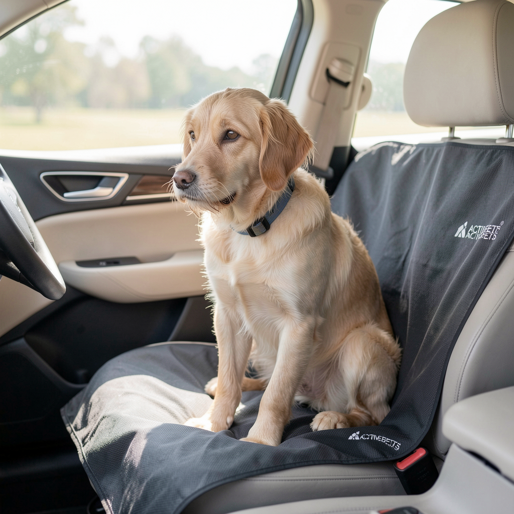 Generated cross-section image of dog-friendly car seat cover