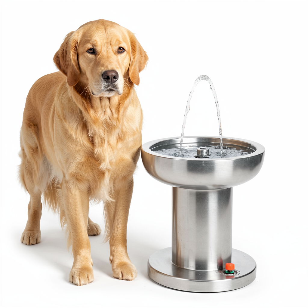 BACOENG outdoor dog water fountain with paw pedal