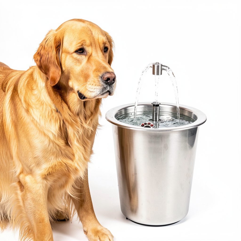 Dog enjoying fresh running water outdoors