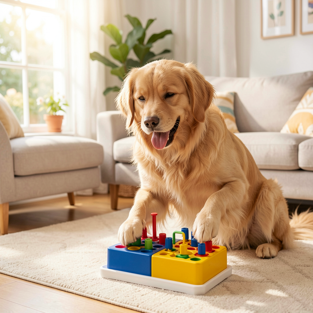 Puzzle toy with dog