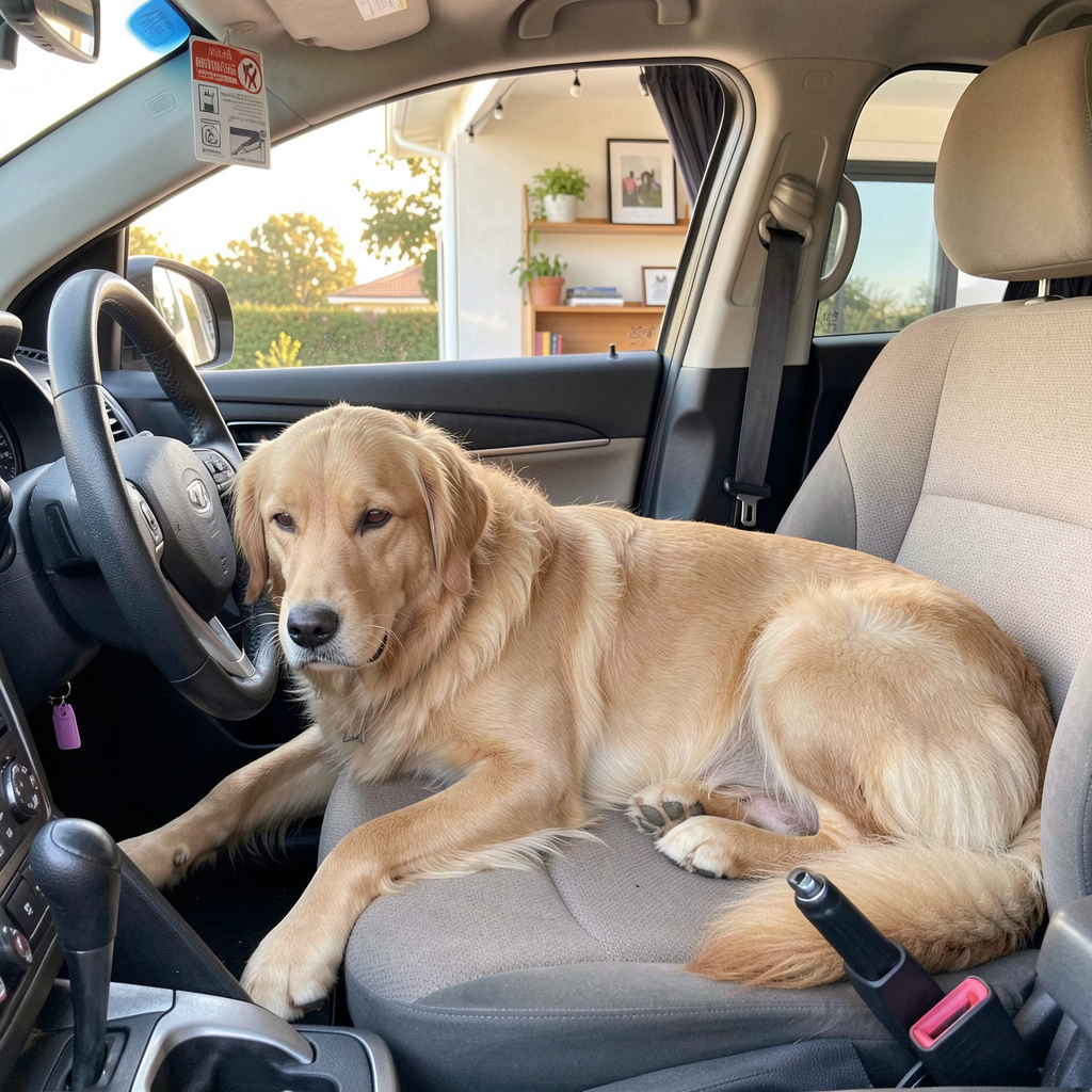 Dog in travel/home setting