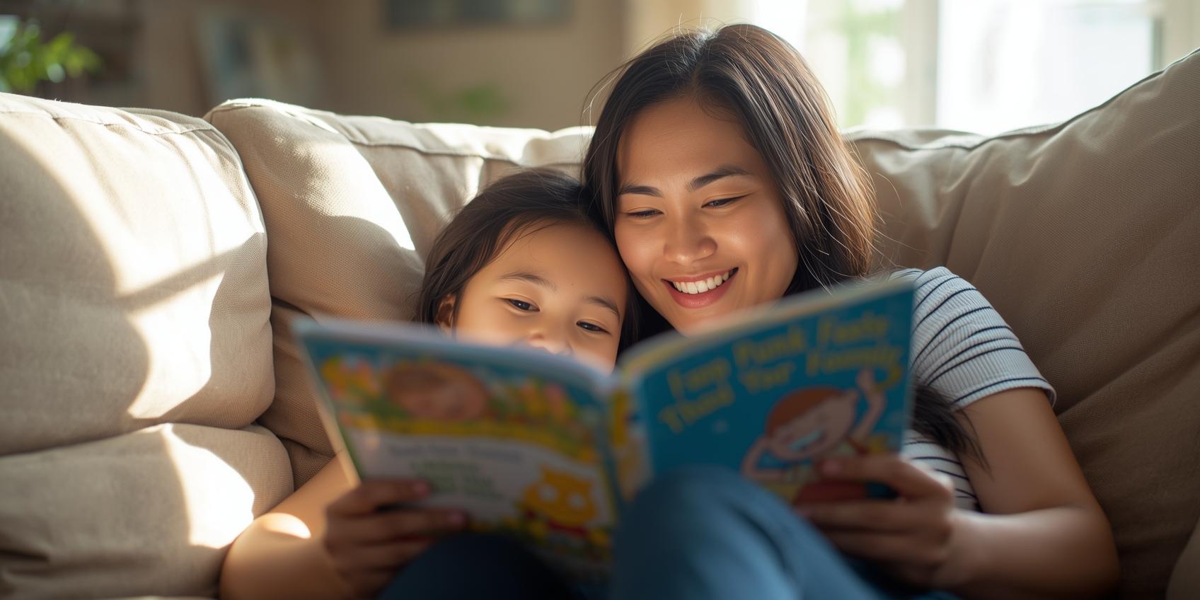 mother reading to child at the living room (1)